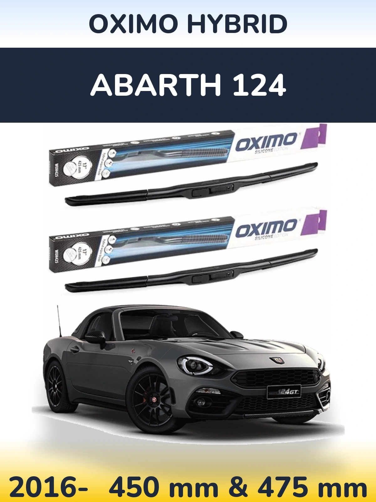 Komplet przednich wycieraczek Oximo Hybrid 450 & 475 mm do Abarth 124 2016-2026