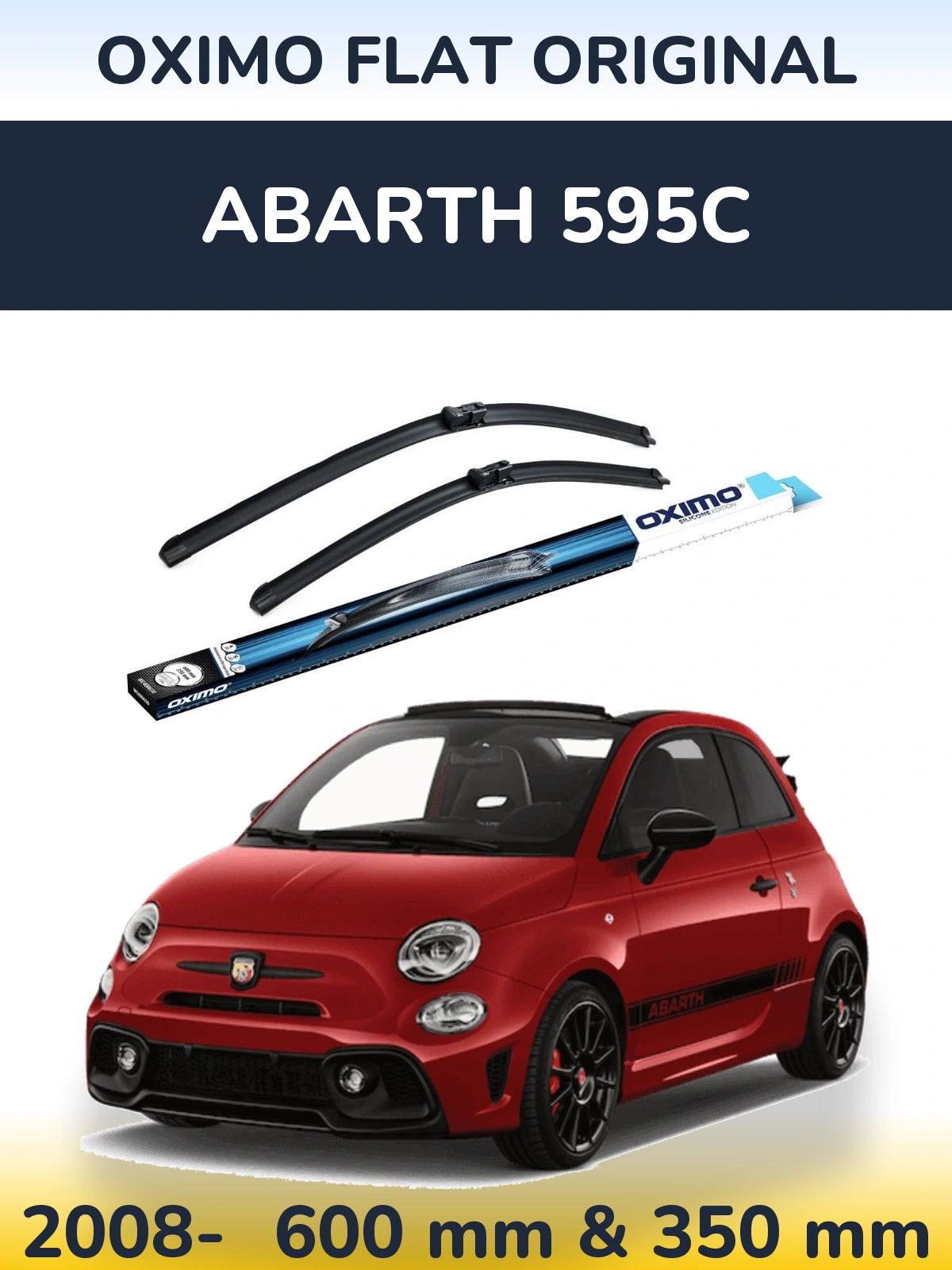 Комплект передних дворников Oximo Flat Original 600 & 350 мм для Abarth 595C 2008-2026