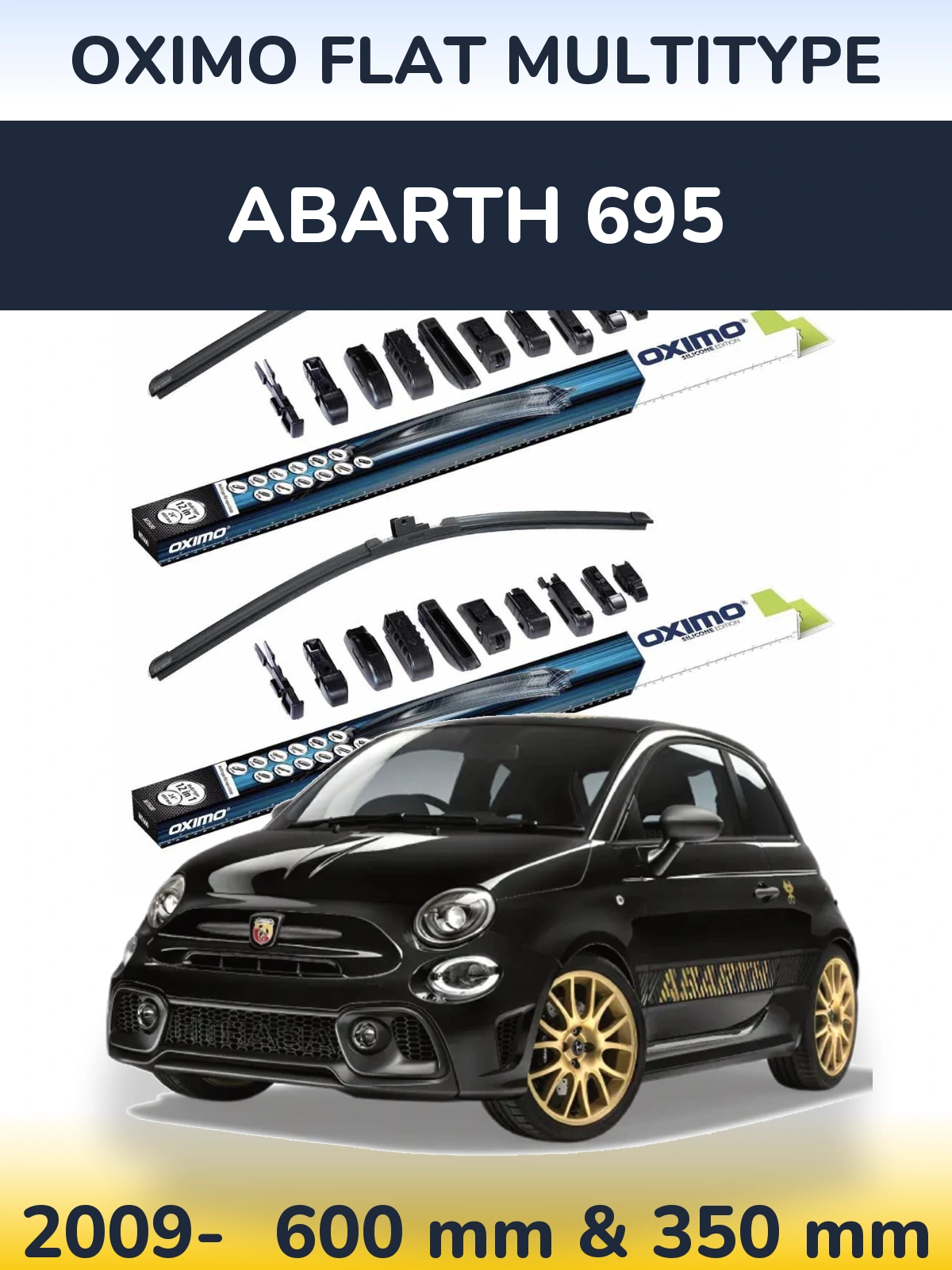 Komplet przednich wycieraczek Oximo Flat MultiType 600 & 350 mm do Abarth 695 2009-2026
