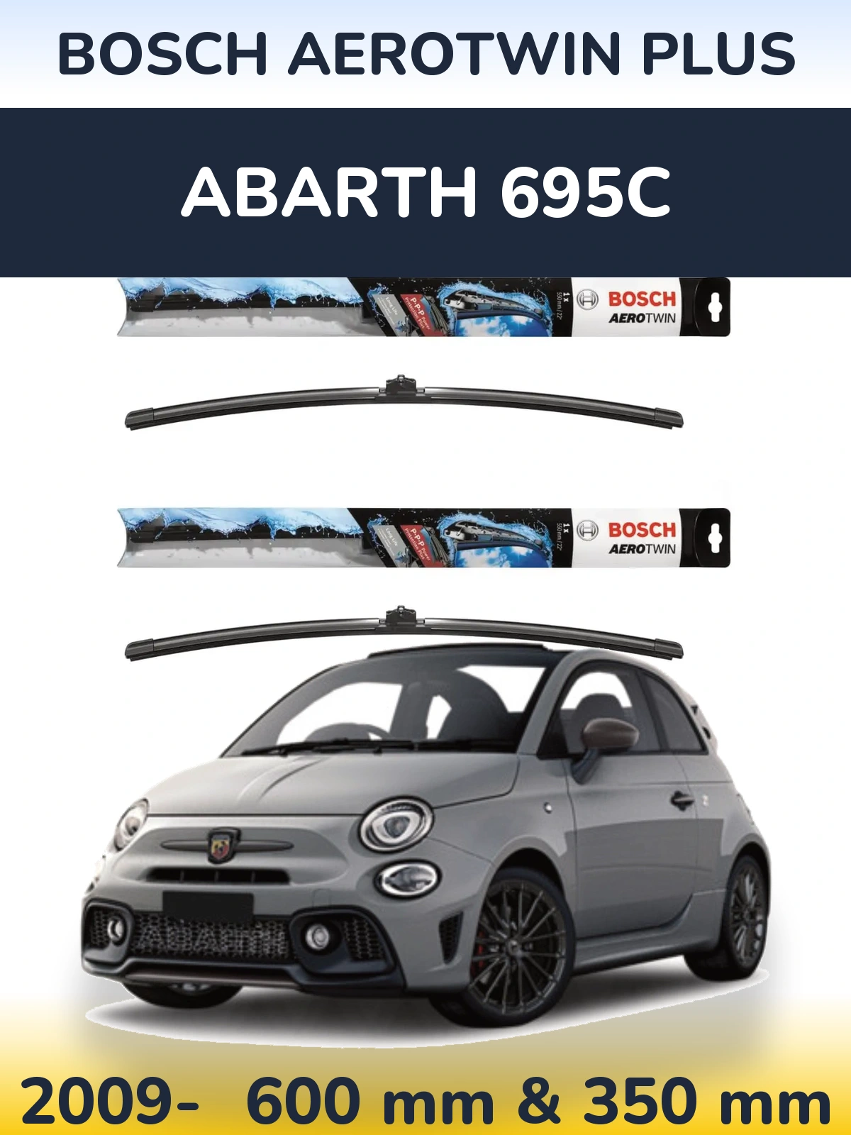 Komplet przednich wycieraczek BOSCH AeroTwin Plus 600 & 350 mm do Abarth 695C 2009-2026