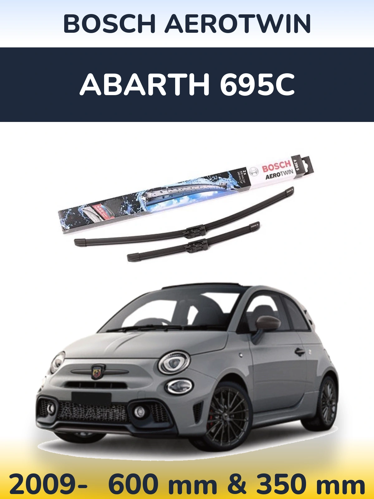 Komplet przednich wycieraczek BOSCH AeroTwin 600 & 350 mm do Abarth 695C 2009-2026