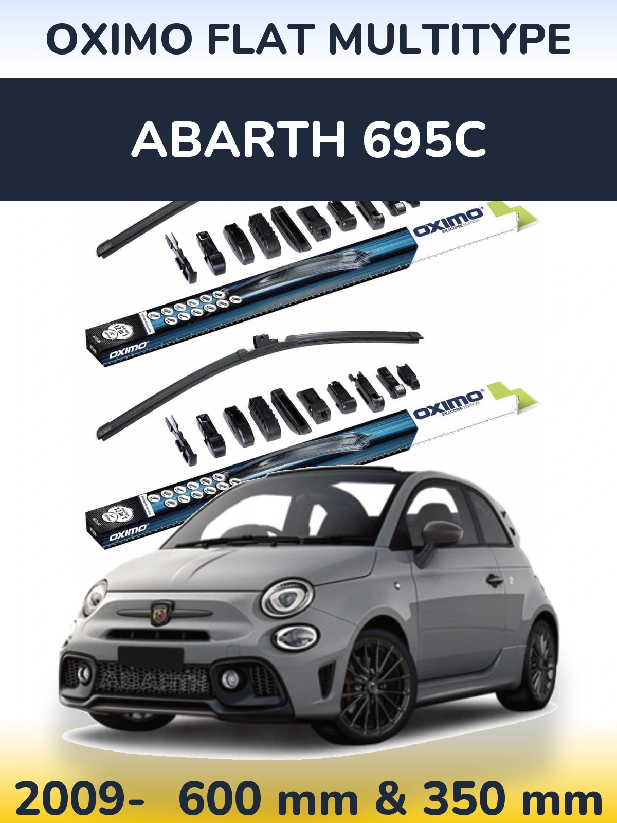 Komplet przednich wycieraczek Oximo Flat MultiType 600 & 350 mm do Abarth 695C 2009-2026