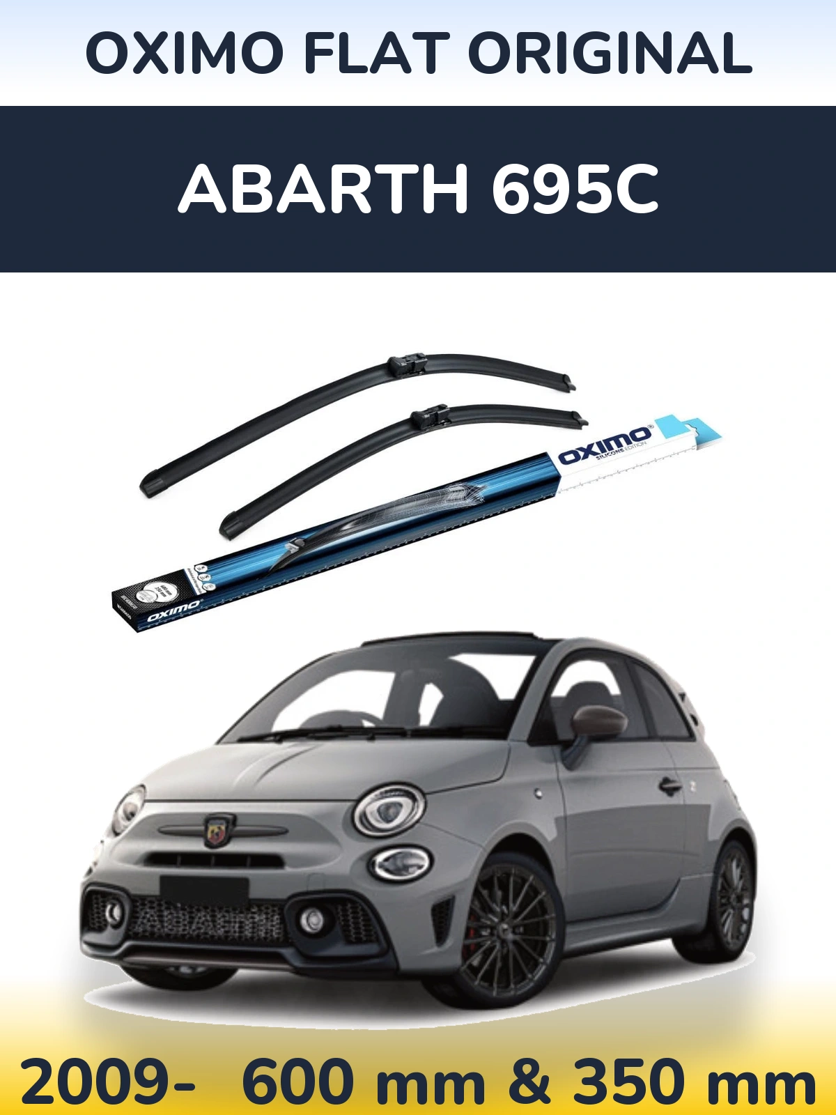 Комплект передних дворников Oximo Flat Original 600 & 350 мм для Abarth 695C 2009-2026