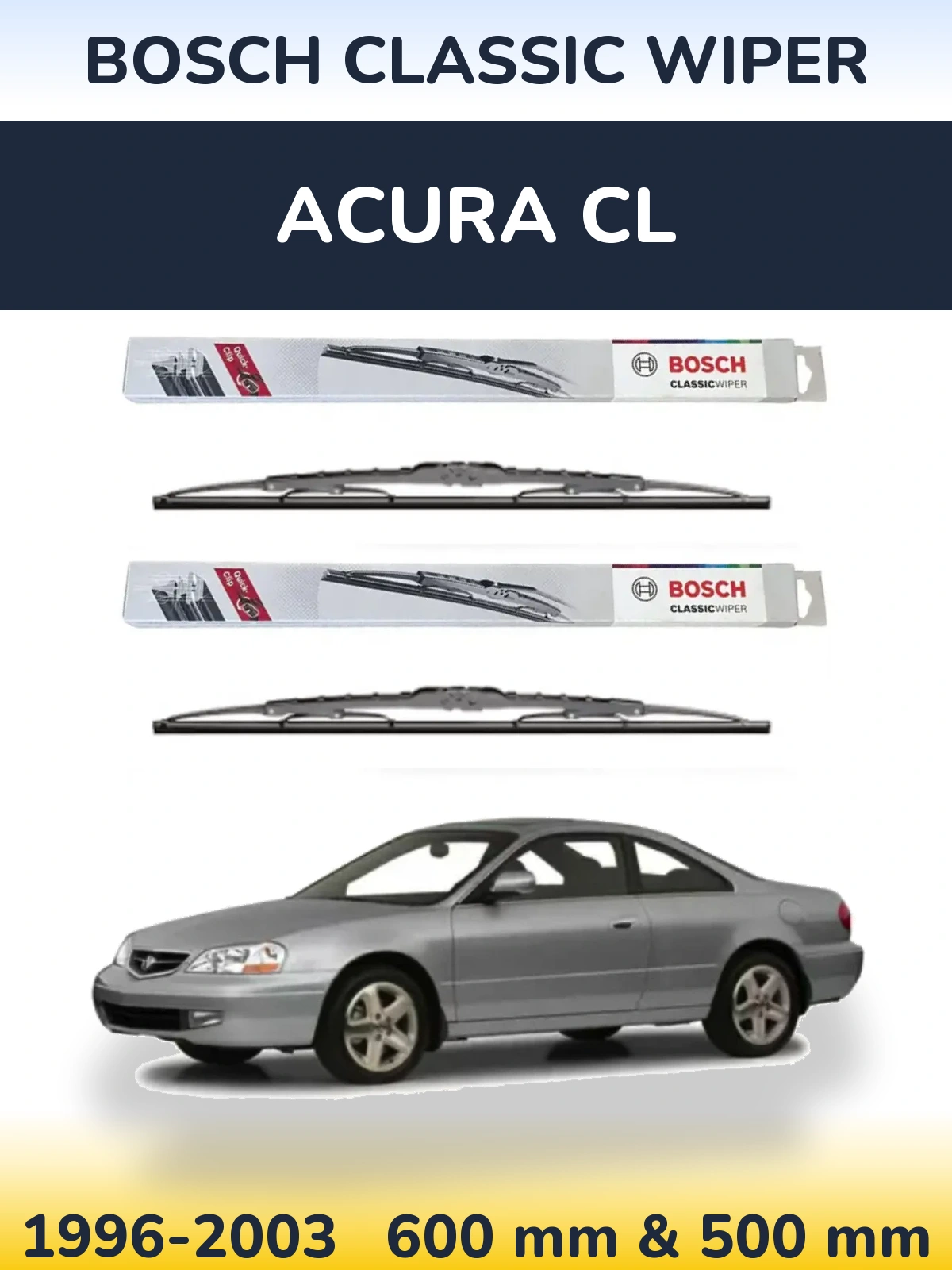 Komplet przednich wycieraczek BOSCH Classic Wiper 600 & 500 mm do Acura CL 1996-2003