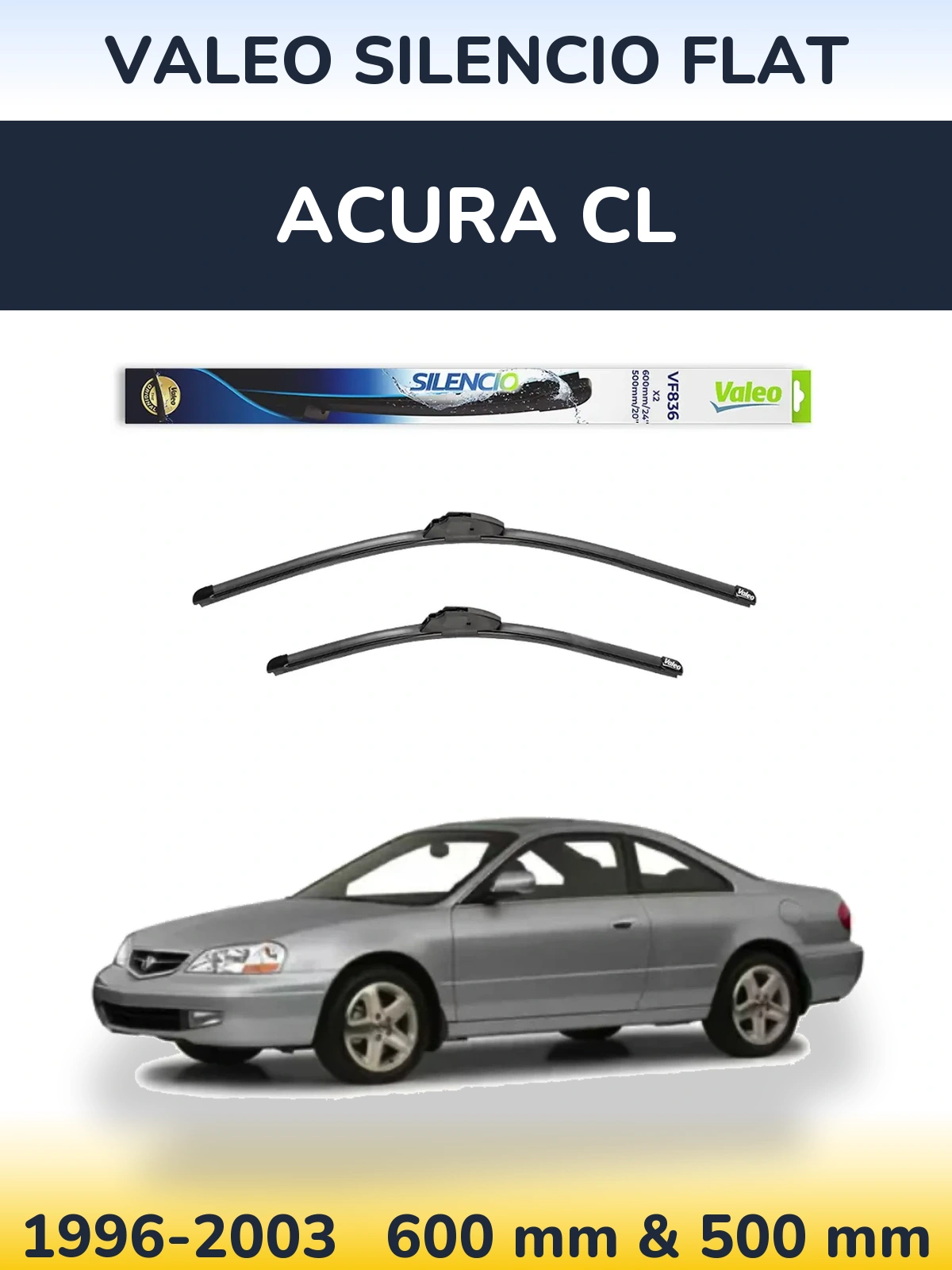 Комплект передних дворников Valeo Silencio Flat 600 & 500 мм для Acura CL 1996-2003