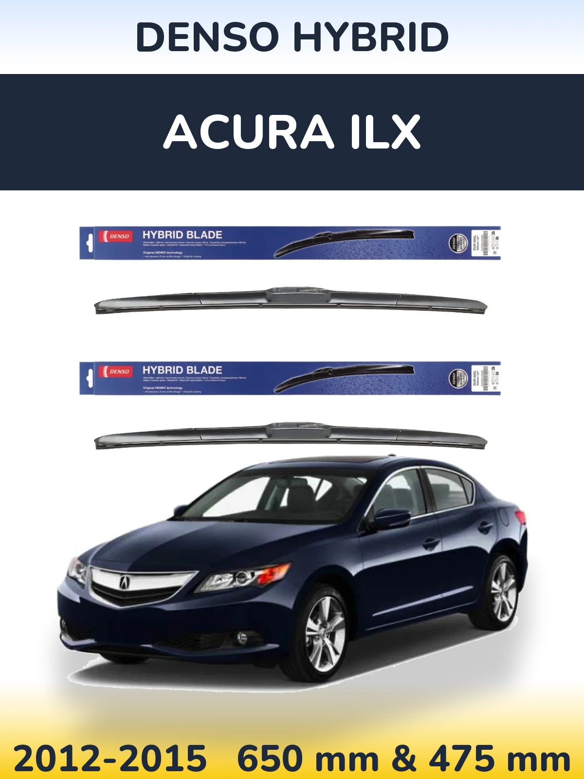 Komplet przednich wycieraczek Denso Hybrid 650 & 475 mm do Acura ILX 2012-2015