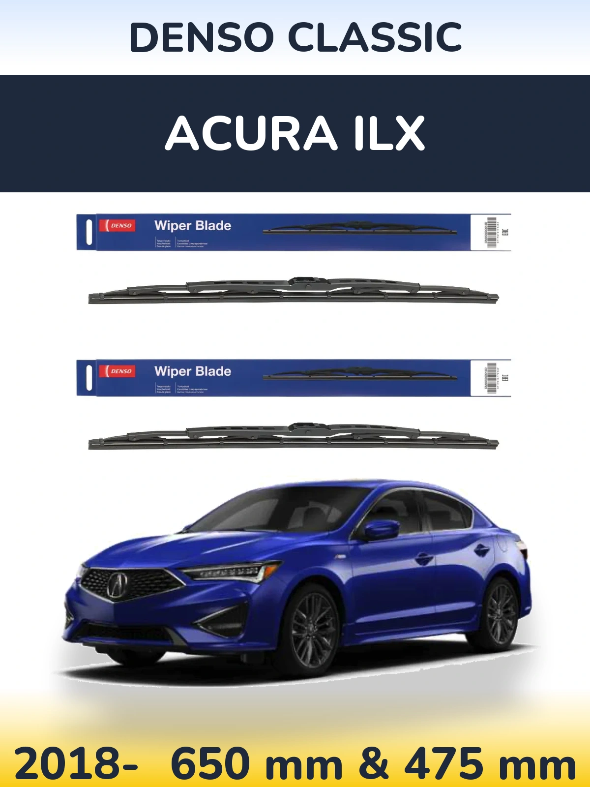Komplet przednich wycieraczek Denso Classic 650 & 475 mm do Acura ILX 2018-2026