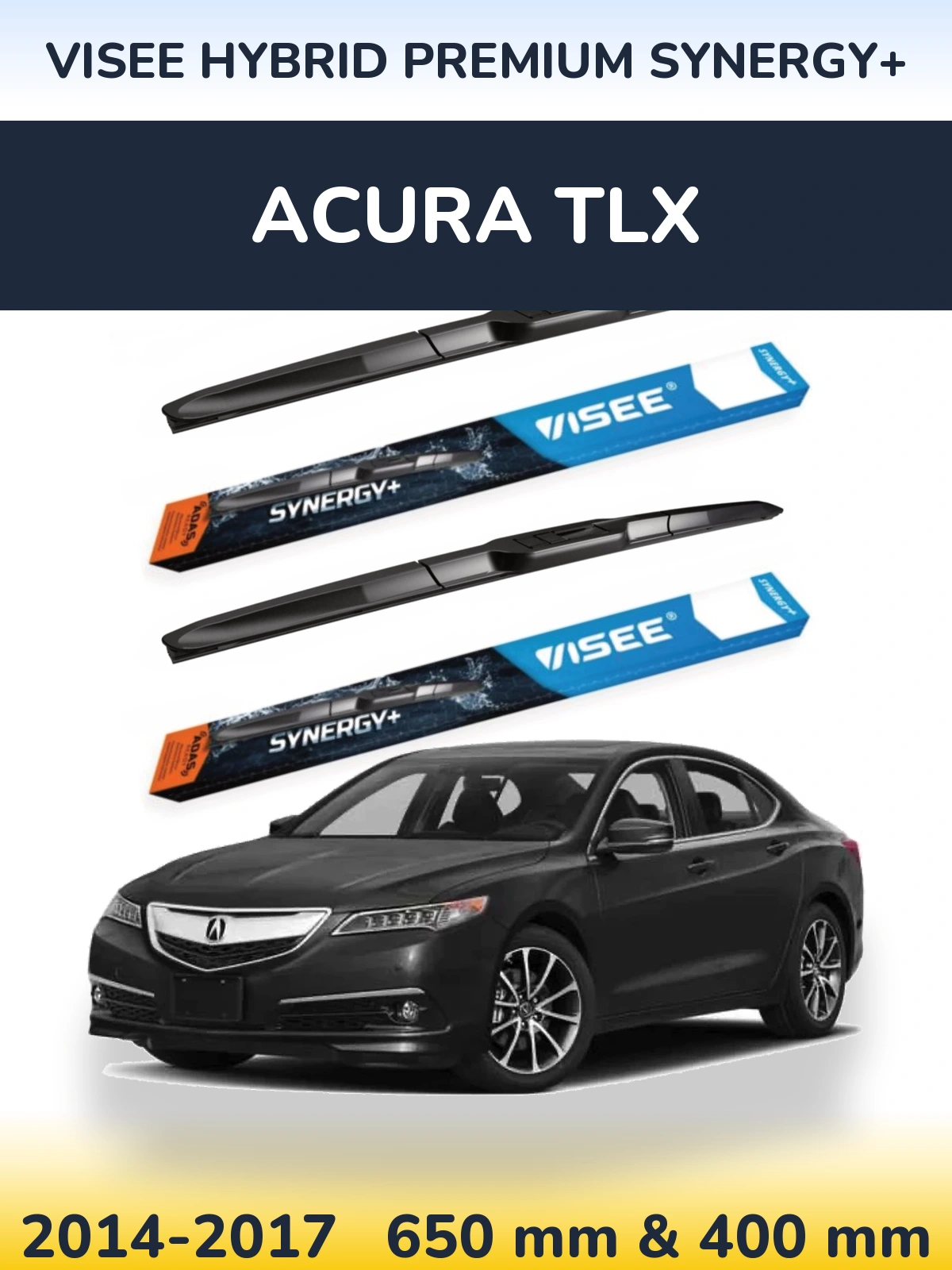Комплект передних дворников VISEE HYBRID PREMIUM SYNERGY+ 650 & 400 мм для Acura TLX 2014-2017