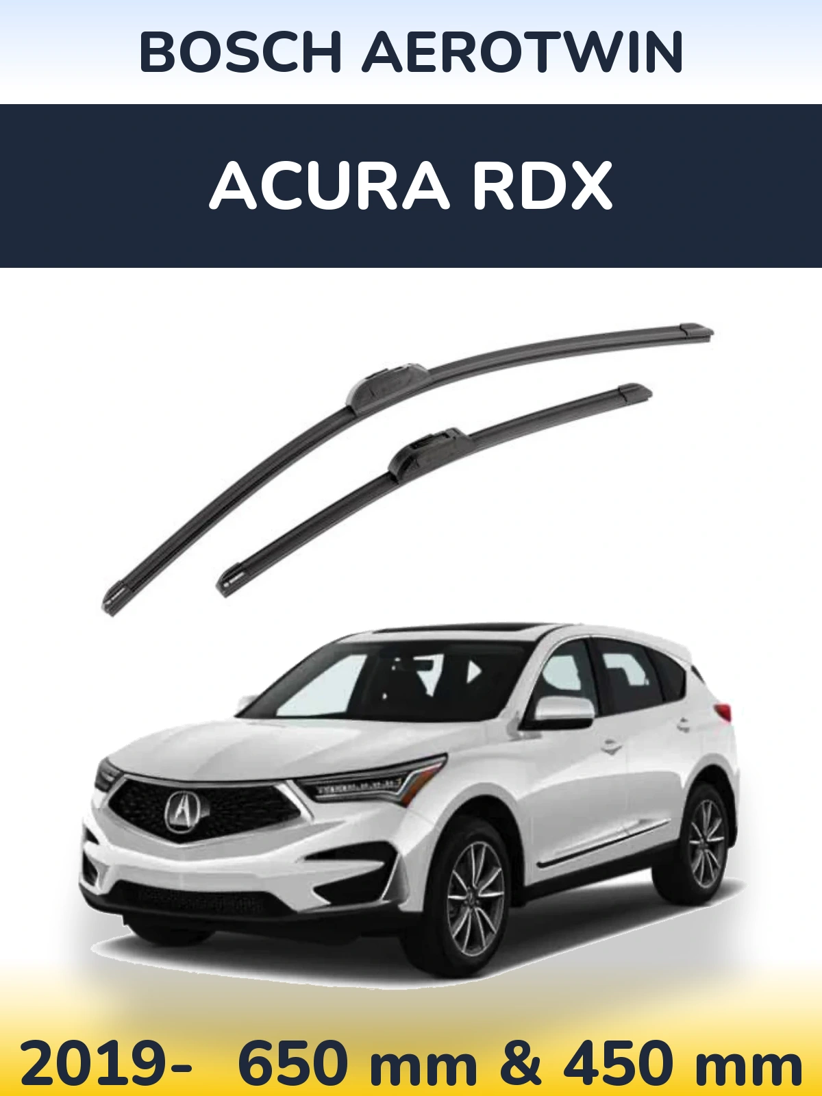 Komplet przednich wycieraczek BOSCH AeroTwin 650 & 450 mm do Acura RDX 2019-2026