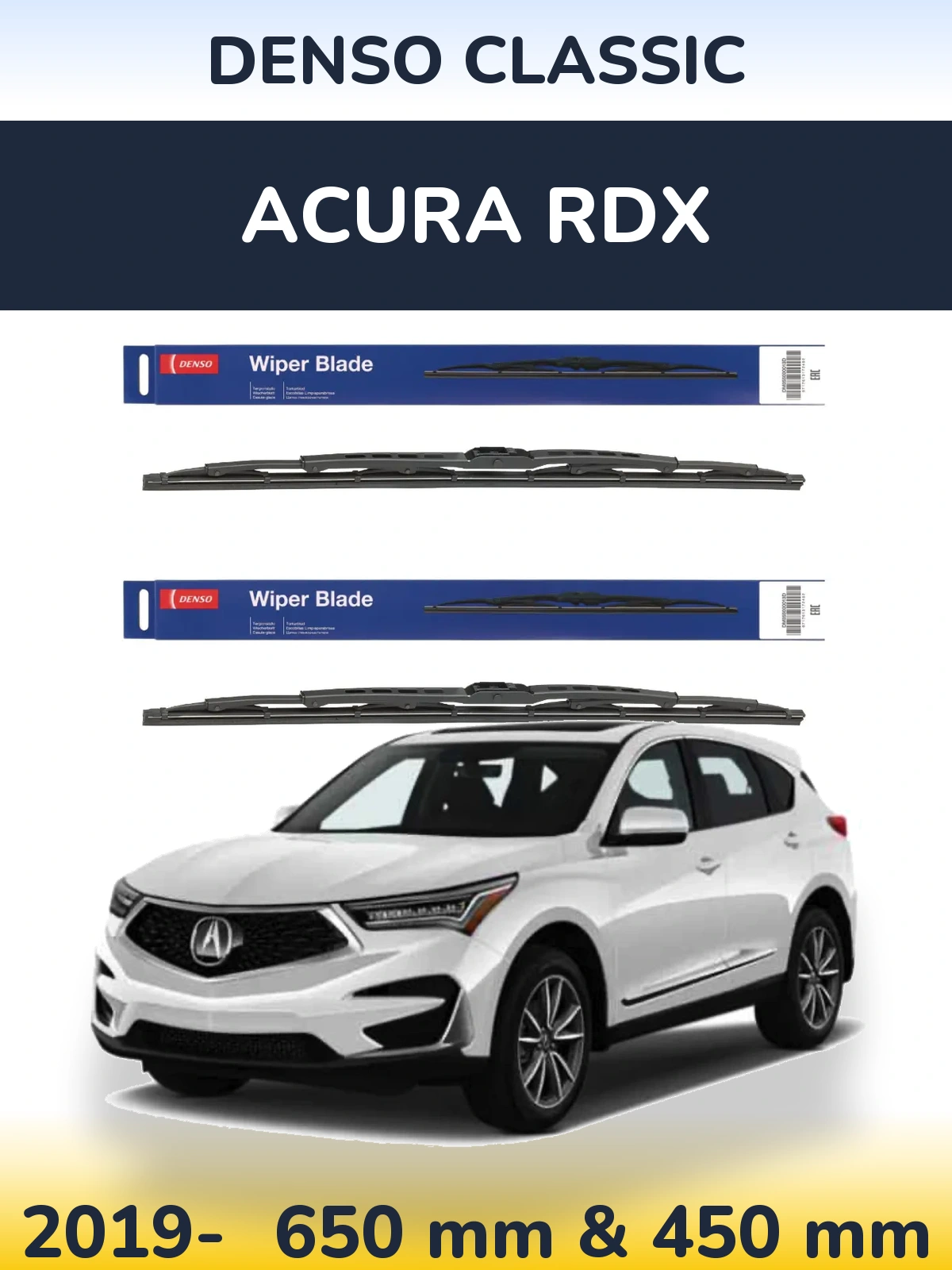 Komplet przednich wycieraczek Denso Classic 650 & 450 mm do Acura RDX 2019-2026