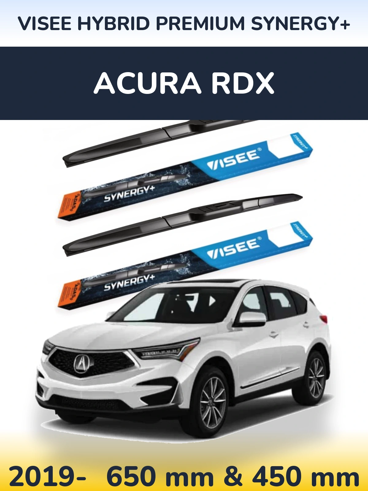 Komplet przednich wycieraczek VISEE HYBRID PREMIUM SYNERGY+ 650 & 450 mm do Acura RDX 2019-2026
