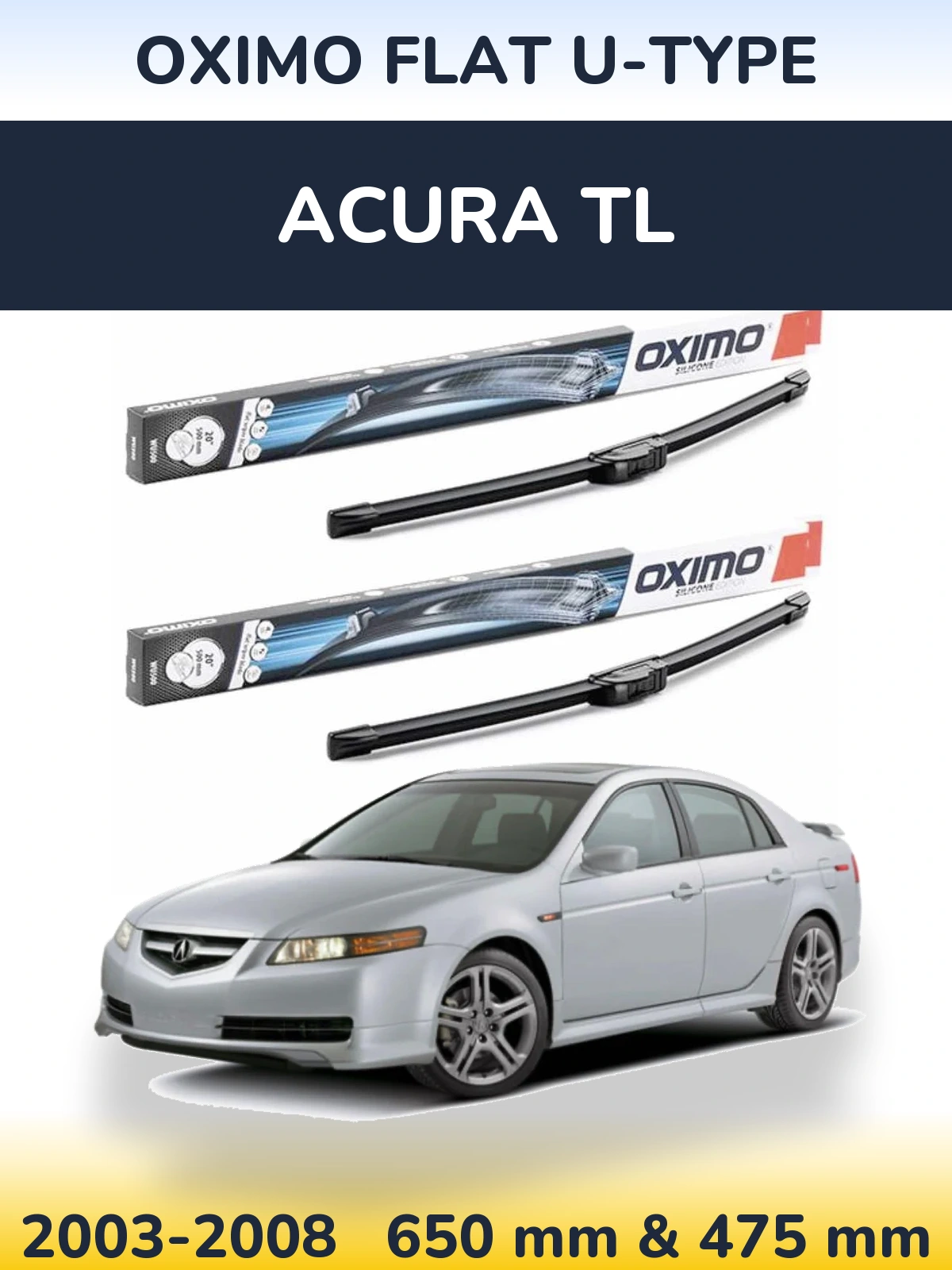 Komplet przednich wycieraczek Oximo Flat U-type 650 & 475 mm do Acura TL 2003-2008