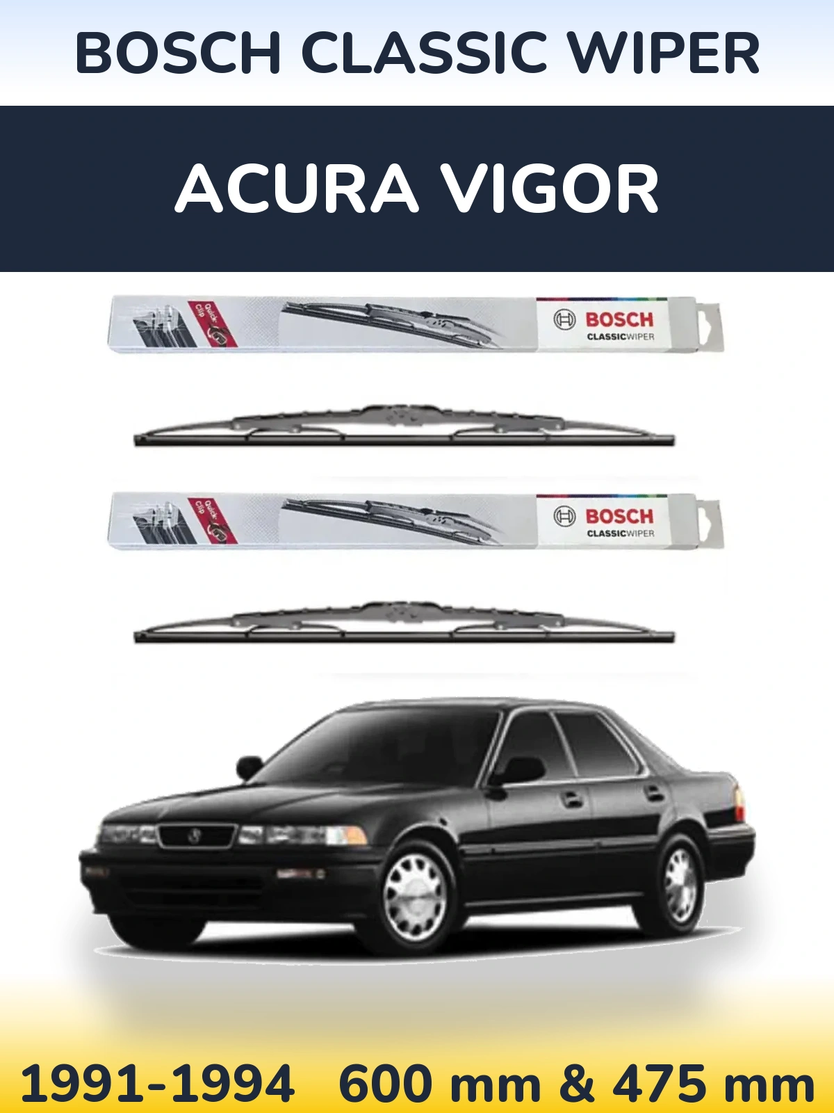 Komplet przednich wycieraczek BOSCH Classic Wiper 600 & 475 mm do Acura Vigor 1991-1994