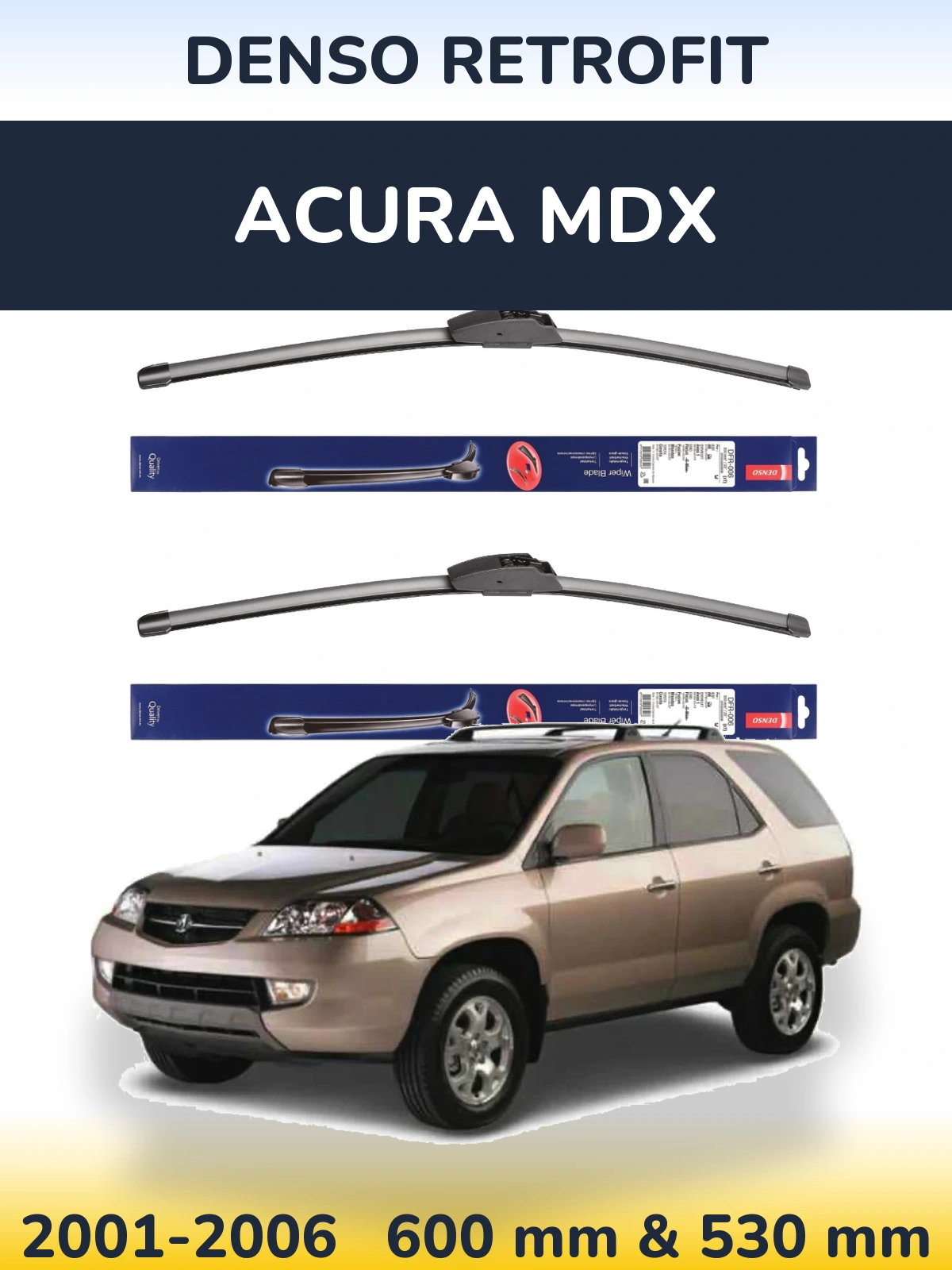 Комплект передних дворников Denso Retrofit 600 & 530 мм для Acura MDX 2001-2006