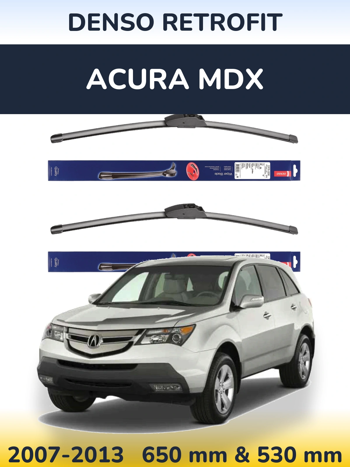 Komplet przednich wycieraczek Denso Retrofit 650 & 530 mm do Acura MDX 2007-2013