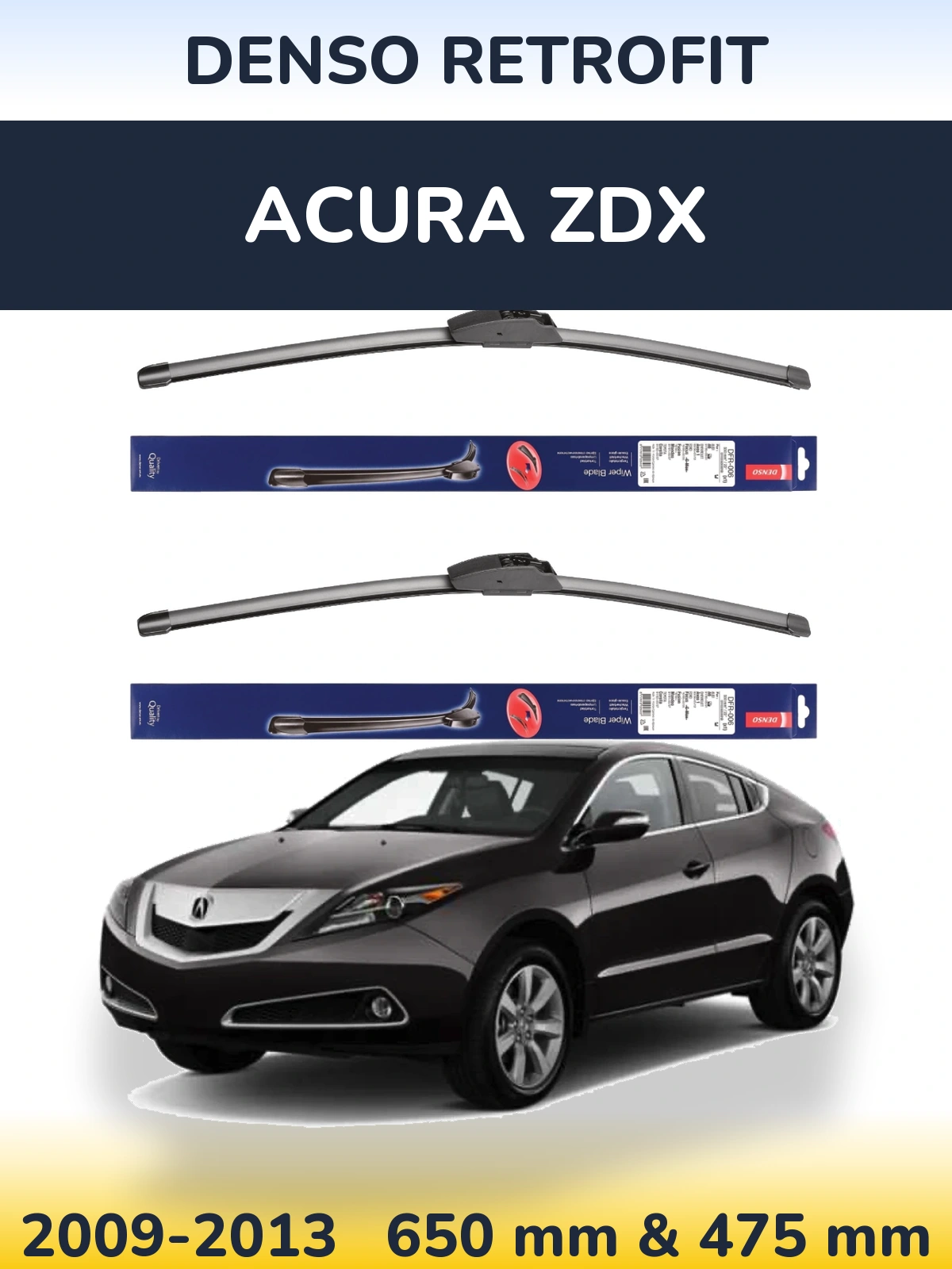 Комплект передних дворников Denso Retrofit 650 & 475 мм для Acura ZDX 2009-2013