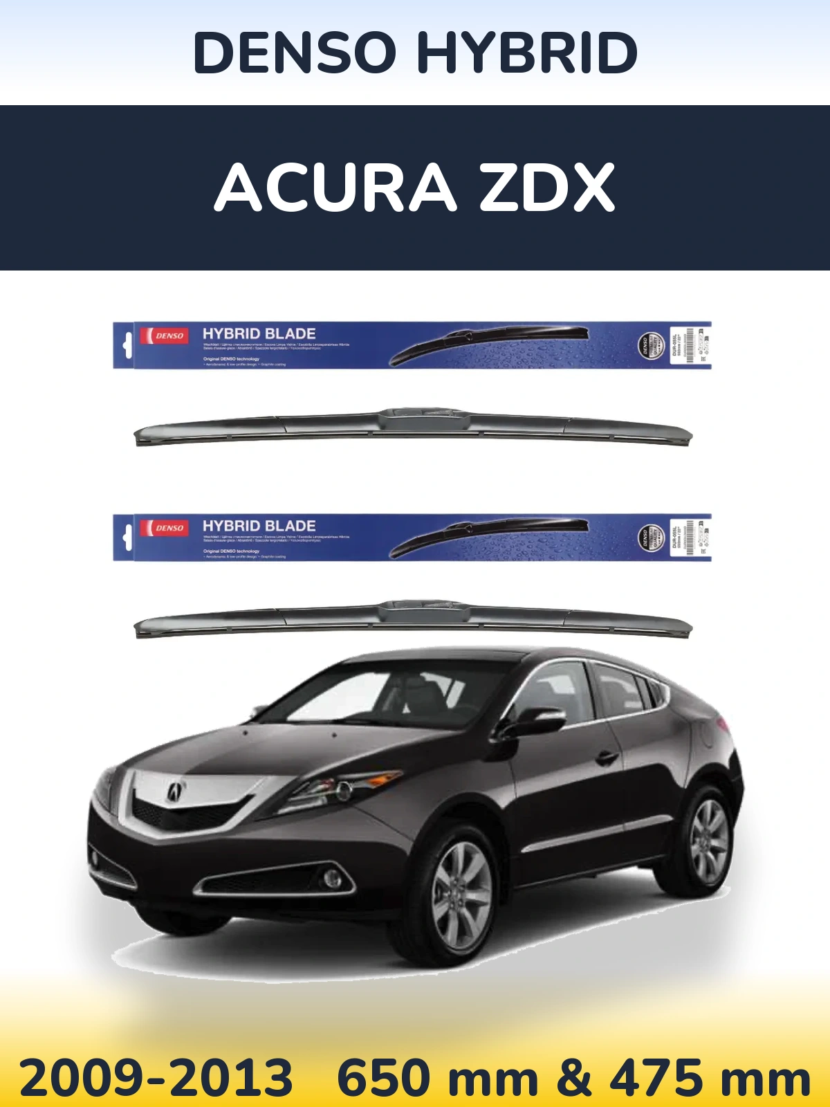 Комплект передних дворников Denso Hybrid 650 & 475 мм для Acura ZDX 2009-2013