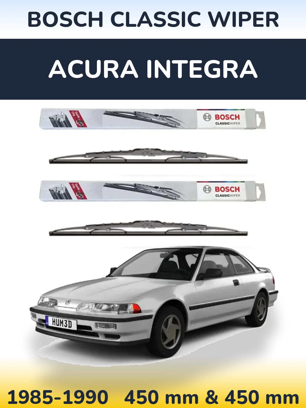 Komplet przednich wycieraczek BOSCH Classic Wiper 450 & 450 mm do Acura Integra 1985-1990