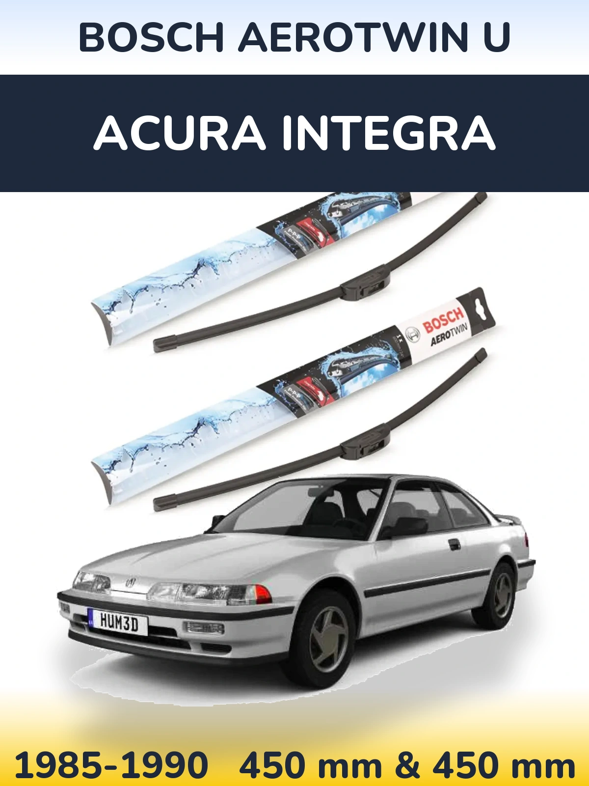 Komplet przednich wycieraczek BOSCH AeroTwin U 450 & 450 mm do Acura Integra 1985-1990