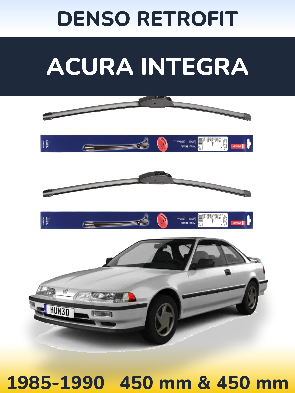 Komplet przednich wycieraczek Denso Retrofit 450 & 450 mm do Acura Integra 1985-1990