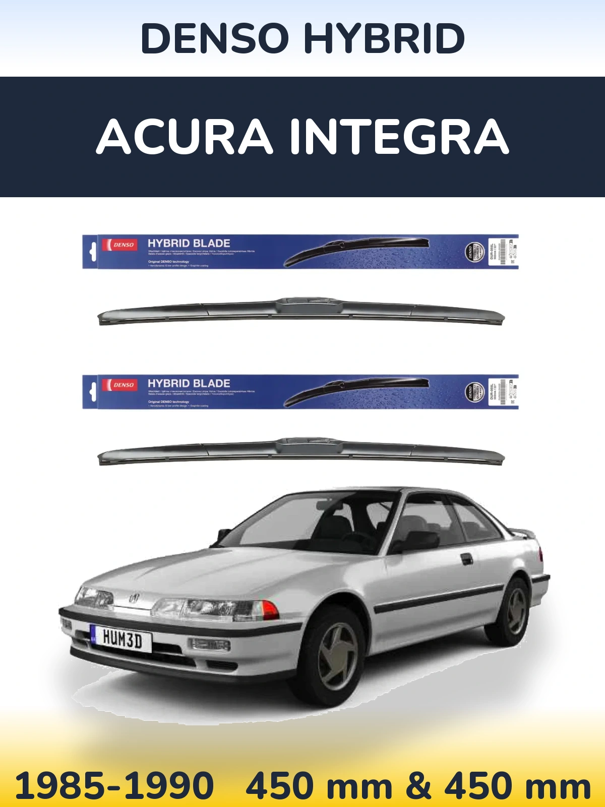 Komplet przednich wycieraczek Denso Hybrid 450 & 450 mm do Acura Integra 1985-1990