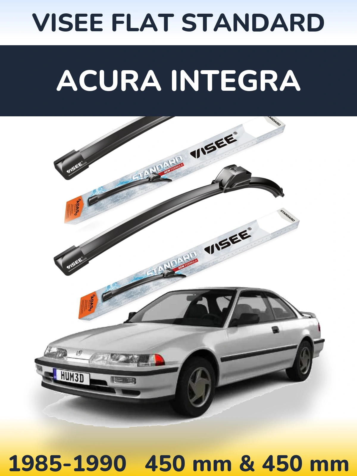 Komplet przednich wycieraczek VISEE FLAT STANDARD 450 & 450 mm do Acura Integra 1985-1990