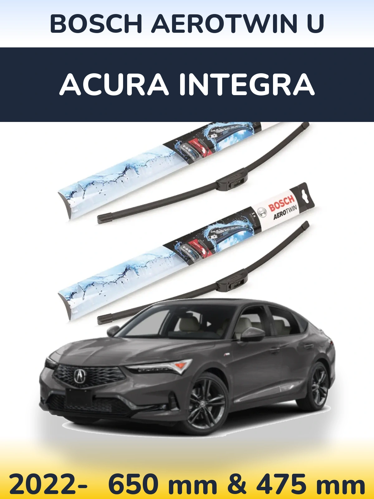 Komplet przednich wycieraczek BOSCH AeroTwin U 650 & 475 mm do Acura Integra 2022-2026