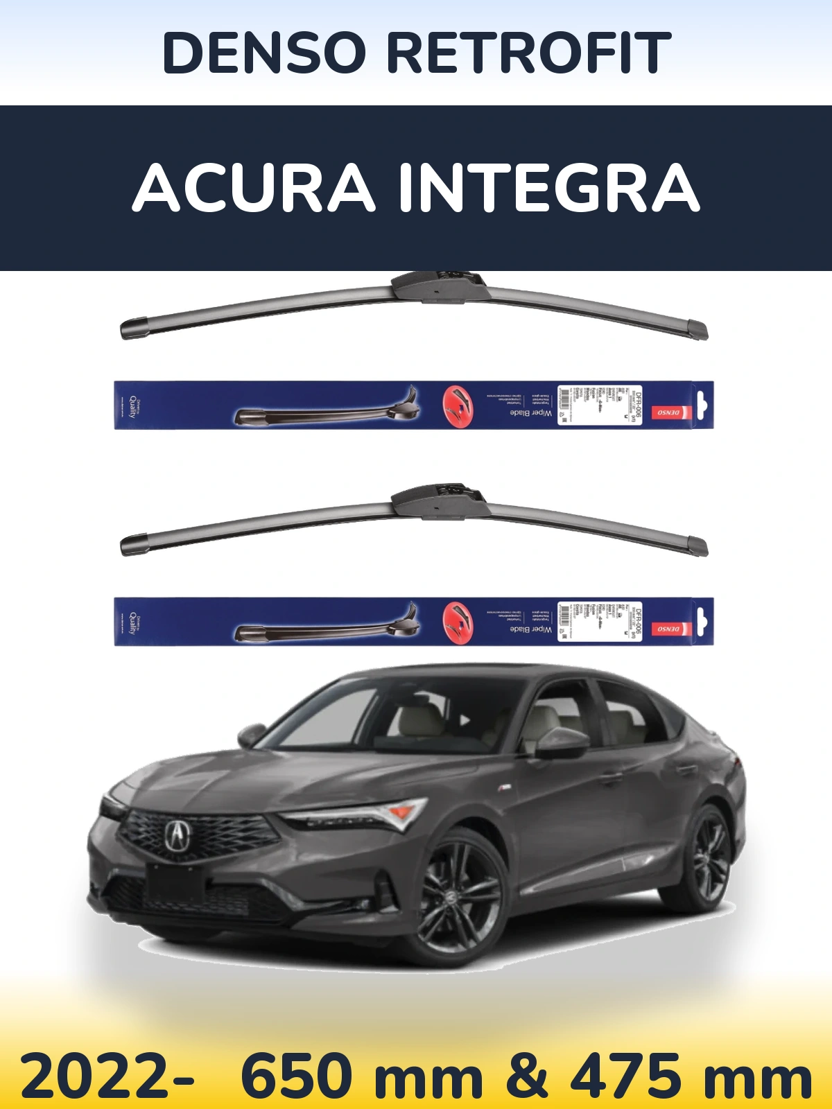 Komplet przednich wycieraczek Denso Retrofit 650 & 475 mm do Acura Integra 2022-2026