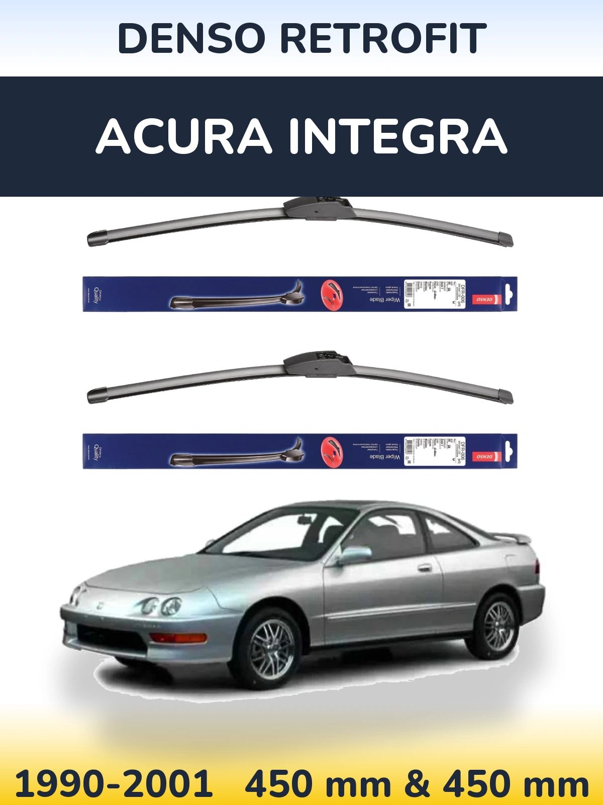 Komplet przednich wycieraczek Denso Retrofit 450 & 450 mm do Acura Integra 1990-2001
