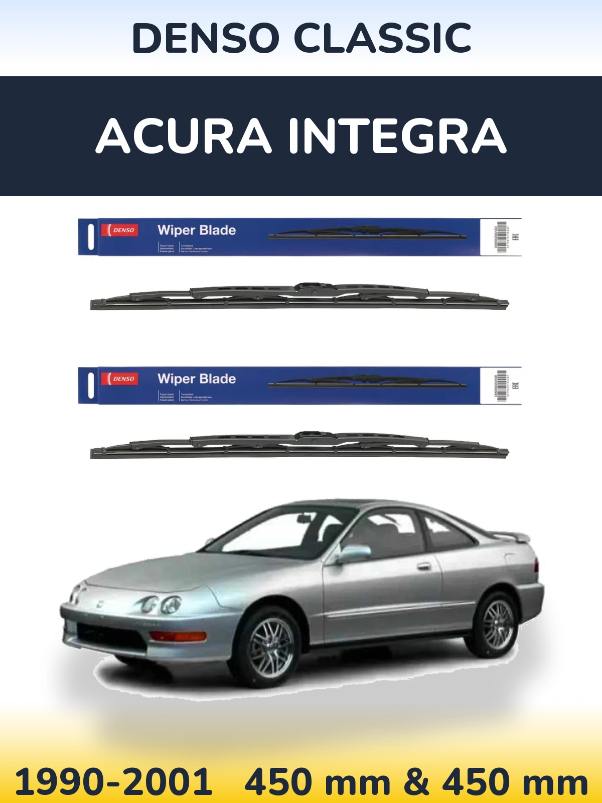Komplet przednich wycieraczek Denso Classic 450 & 450 mm do Acura Integra 1990-2001