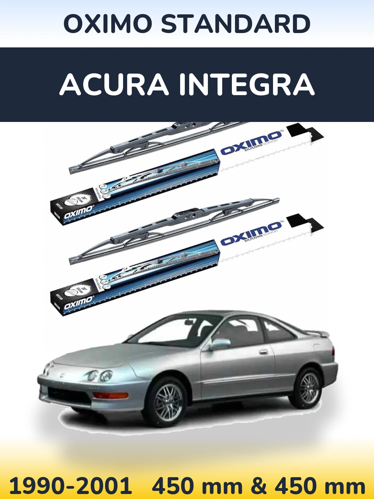 Front wiper blade set Oximo Standard 450 & 450 mm for Acura Integra 1990-2001