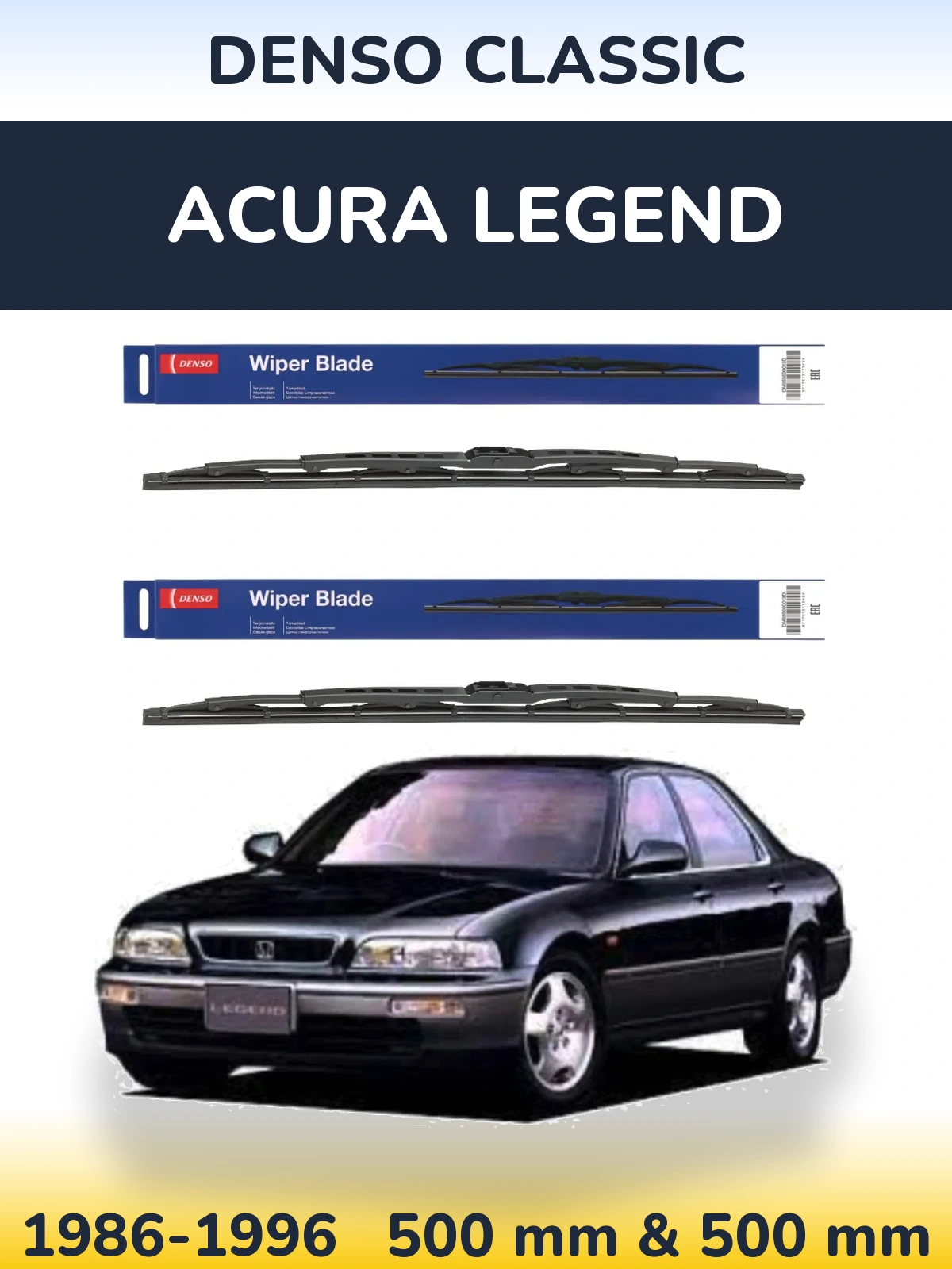 Komplet przednich wycieraczek Denso Classic 500 & 500 mm do Acura Legend 1986-1996