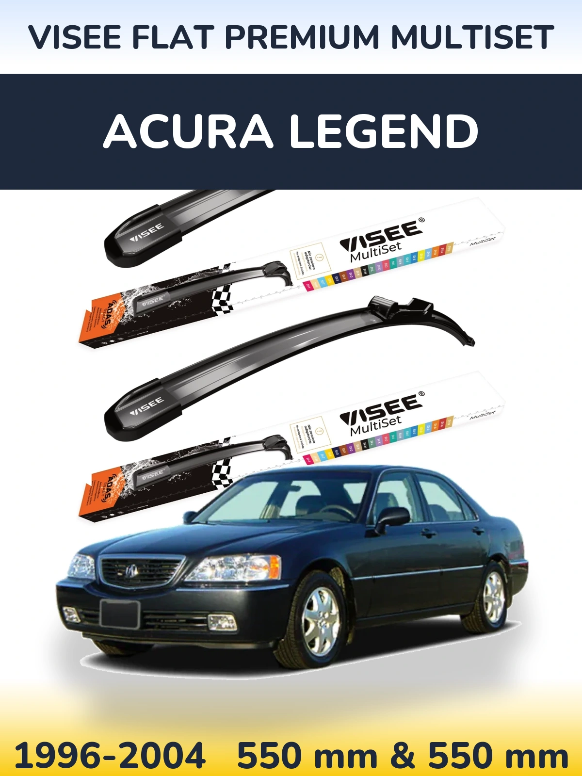 Komplet przednich wycieraczek VISEE FLAT PREMIUM MultiSet 550 & 550 mm do Acura Legend 1996-2004