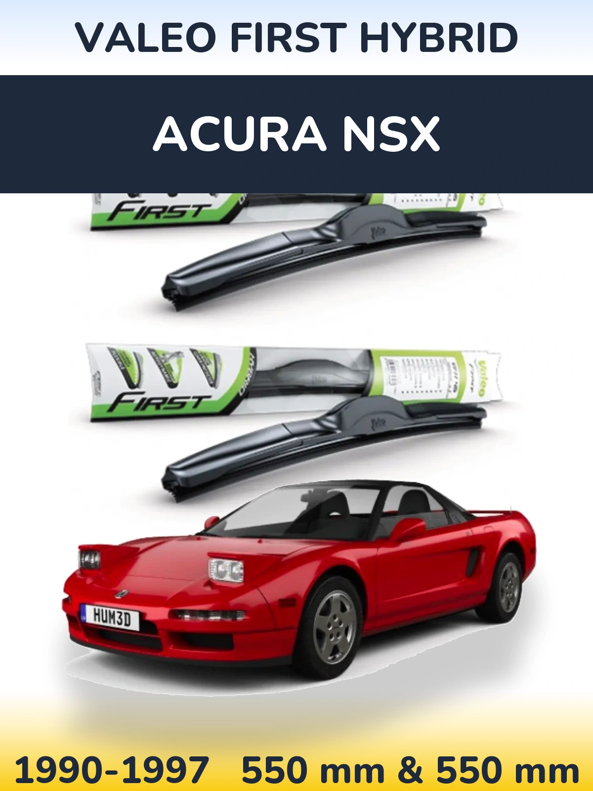 Komplet przednich wycieraczek Valeo First Hybrid 550 & 550 mm do Acura NSX 1990-1997