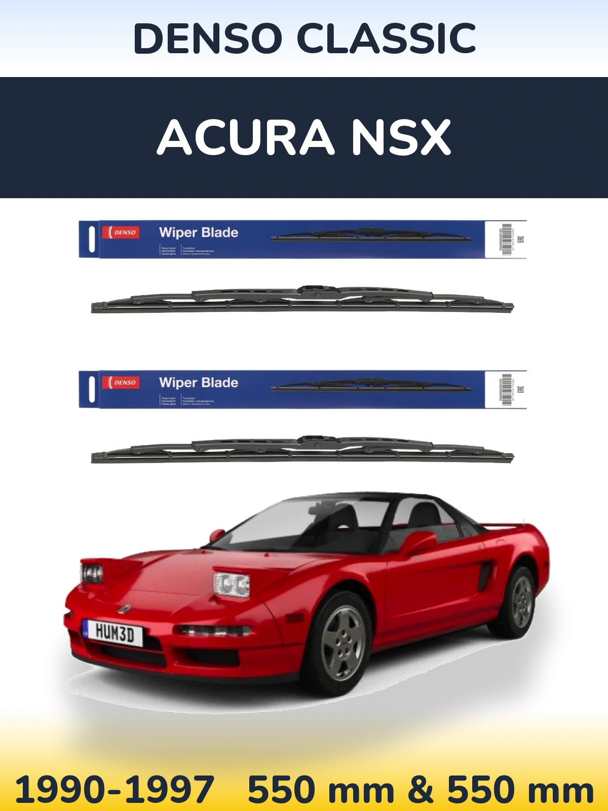 Komplet przednich wycieraczek Denso Classic 550 & 550 mm do Acura NSX 1990-1997