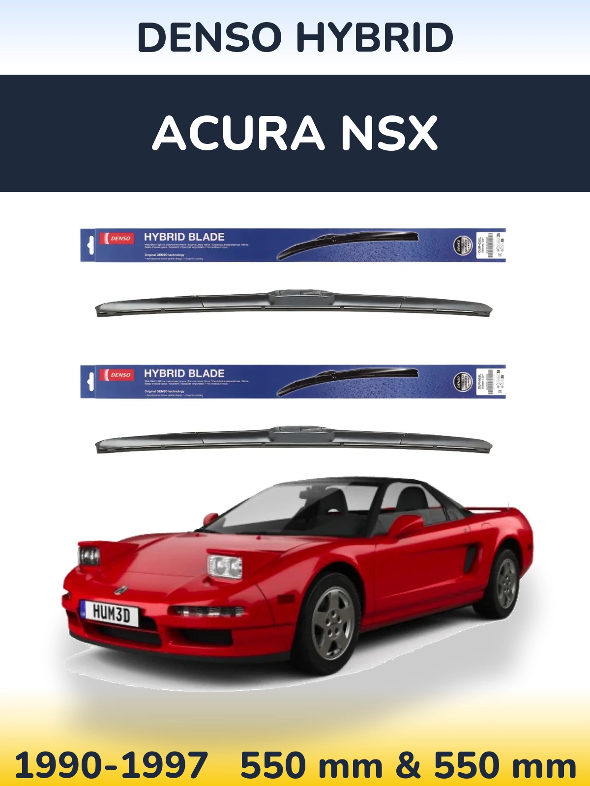 Komplet przednich wycieraczek Denso Hybrid 550 & 550 mm do Acura NSX 1990-1997