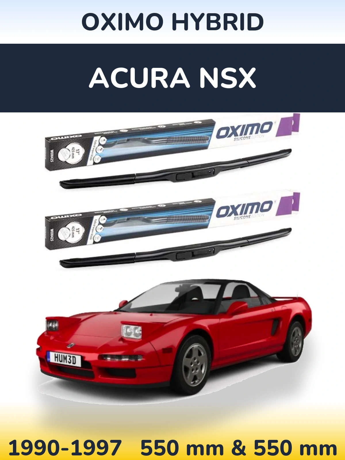 Komplet przednich wycieraczek Oximo Hybrid 550 & 550 mm do Acura NSX 1990-1997