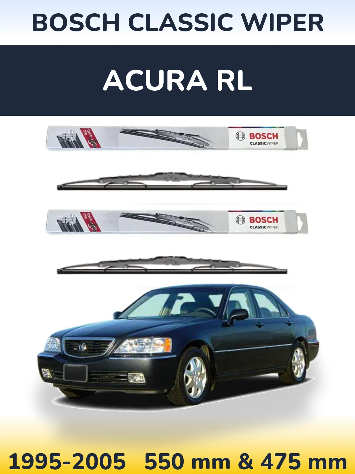 Komplet przednich wycieraczek BOSCH Classic Wiper 550 & 475 mm do Acura RL 1995-2005