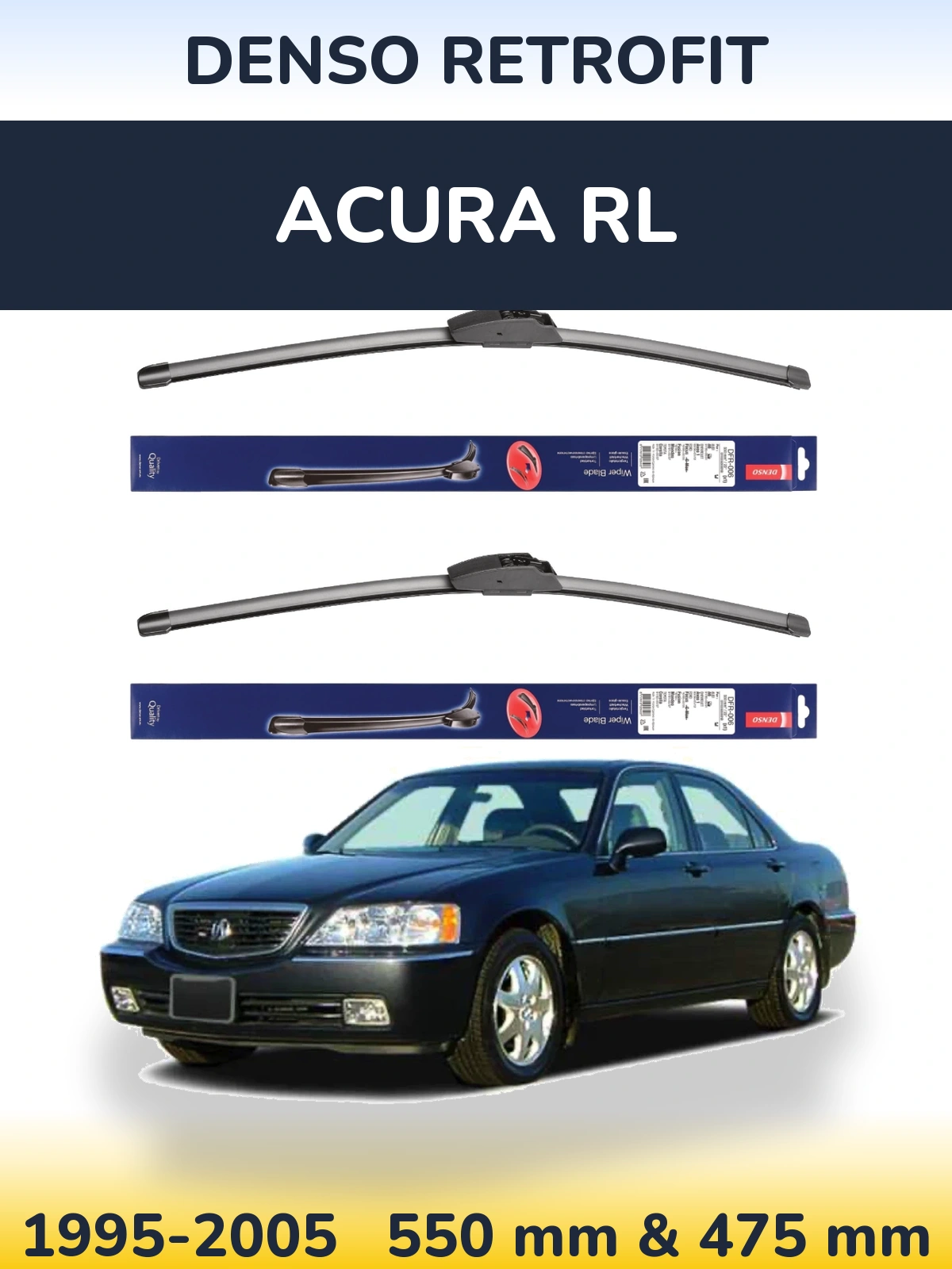 Komplet przednich wycieraczek Denso Retrofit 550 & 475 mm do Acura RL 1995-2005