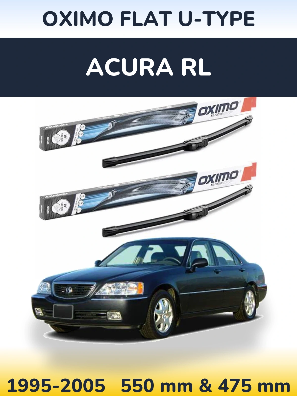 Komplet przednich wycieraczek Oximo Flat U-type 550 & 475 mm do Acura RL 1995-2005