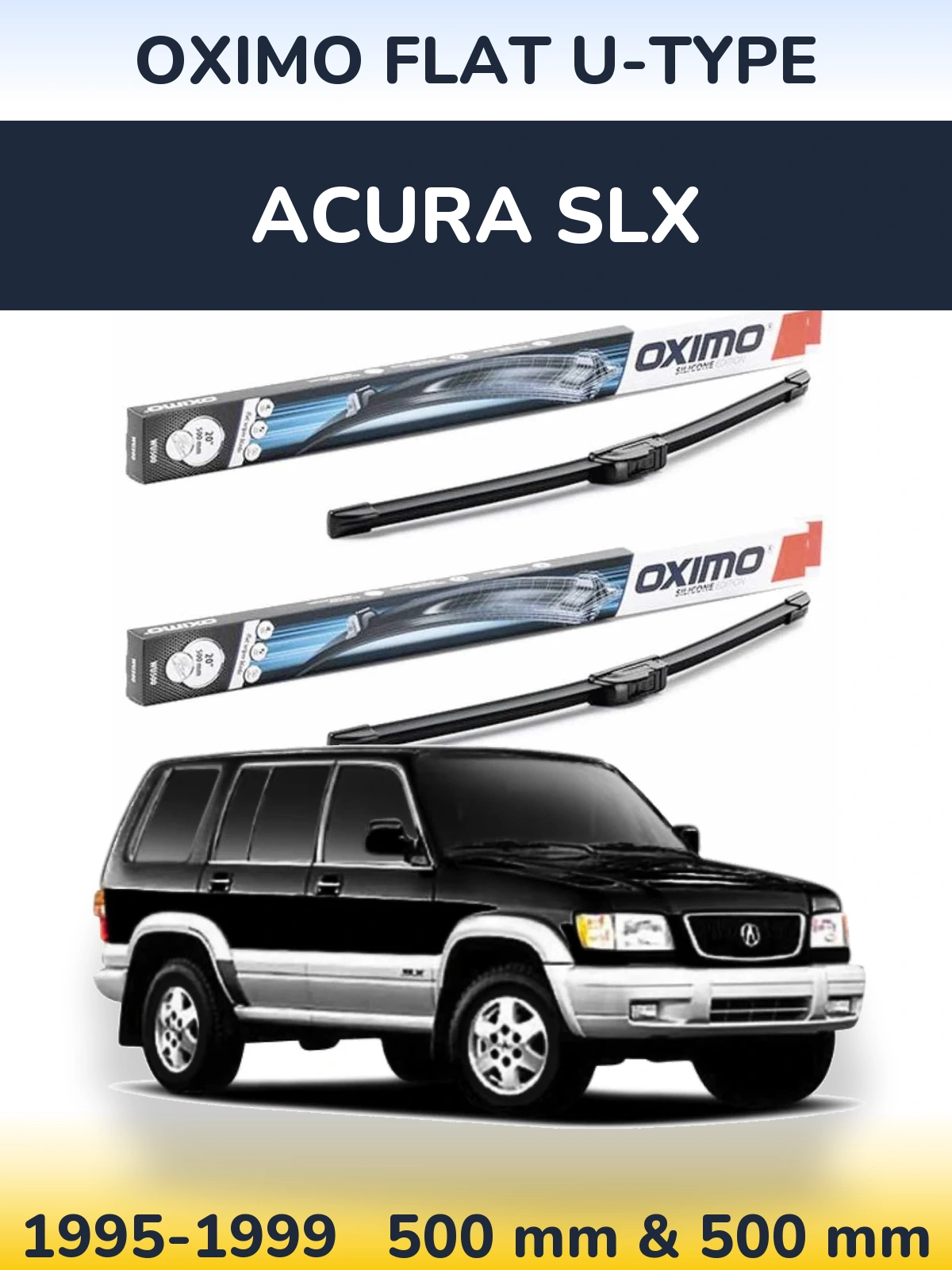 Комплект передних дворников Oximo Flat U-type 500 & 500 мм для Acura SLX 1995-1999