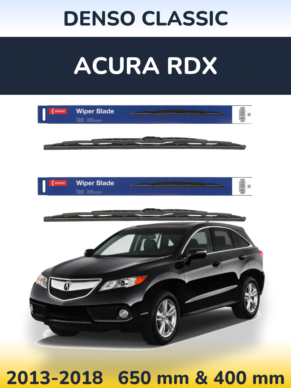 Komplet przednich wycieraczek Denso Classic 650 & 400 mm do Acura RDX 2013-2018