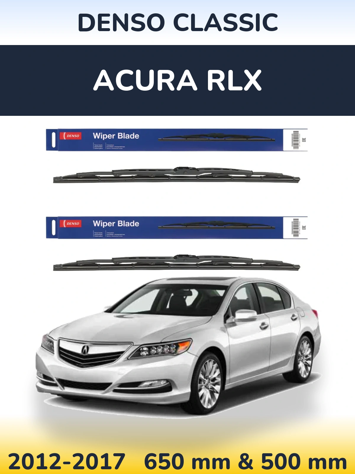 Komplet przednich wycieraczek Denso Classic 650 & 500 mm do Acura RLX 2012-2017