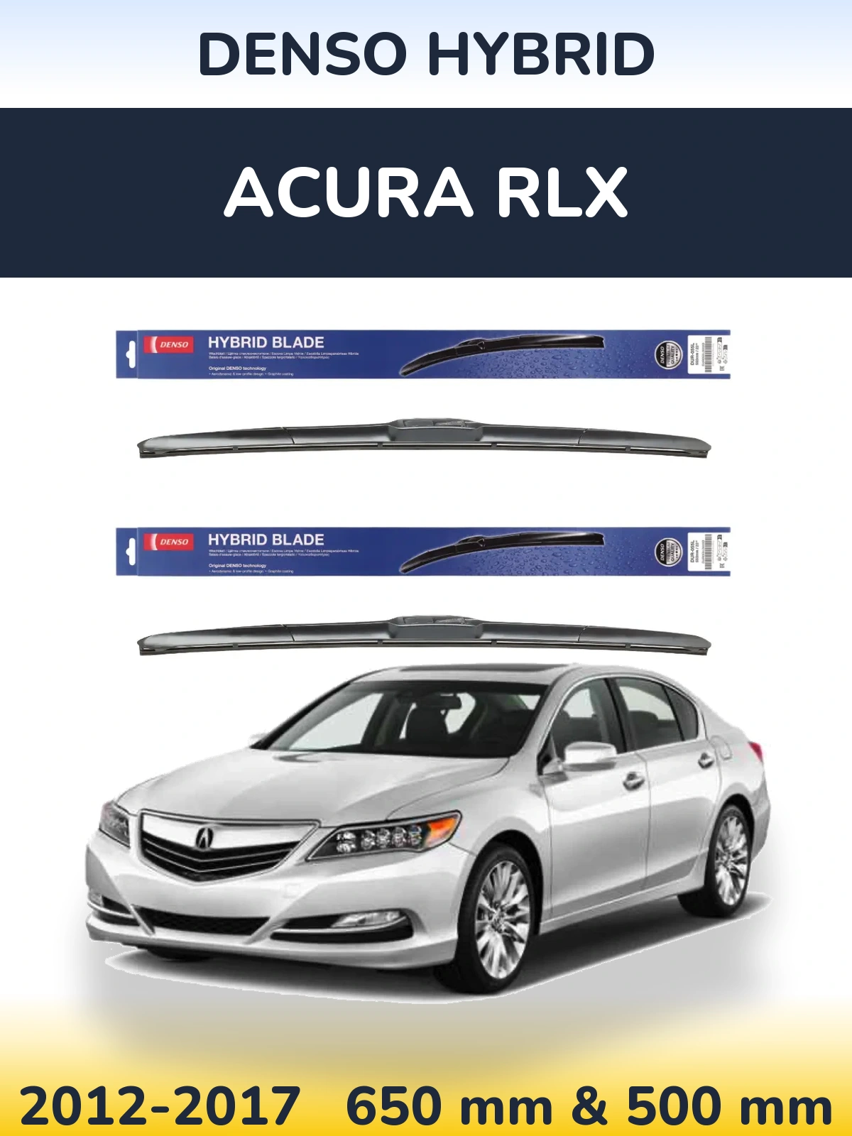 Komplet przednich wycieraczek Denso Hybrid 650 & 500 mm do Acura RLX 2012-2017