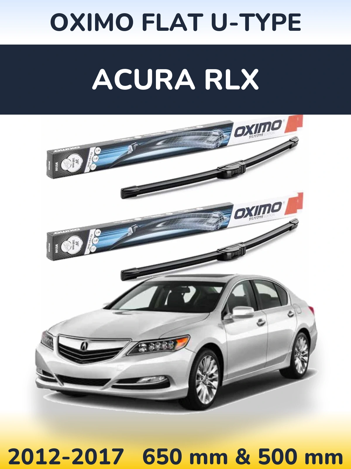 Komplet przednich wycieraczek Oximo Flat U-type 650 & 500 mm do Acura RLX 2012-2017