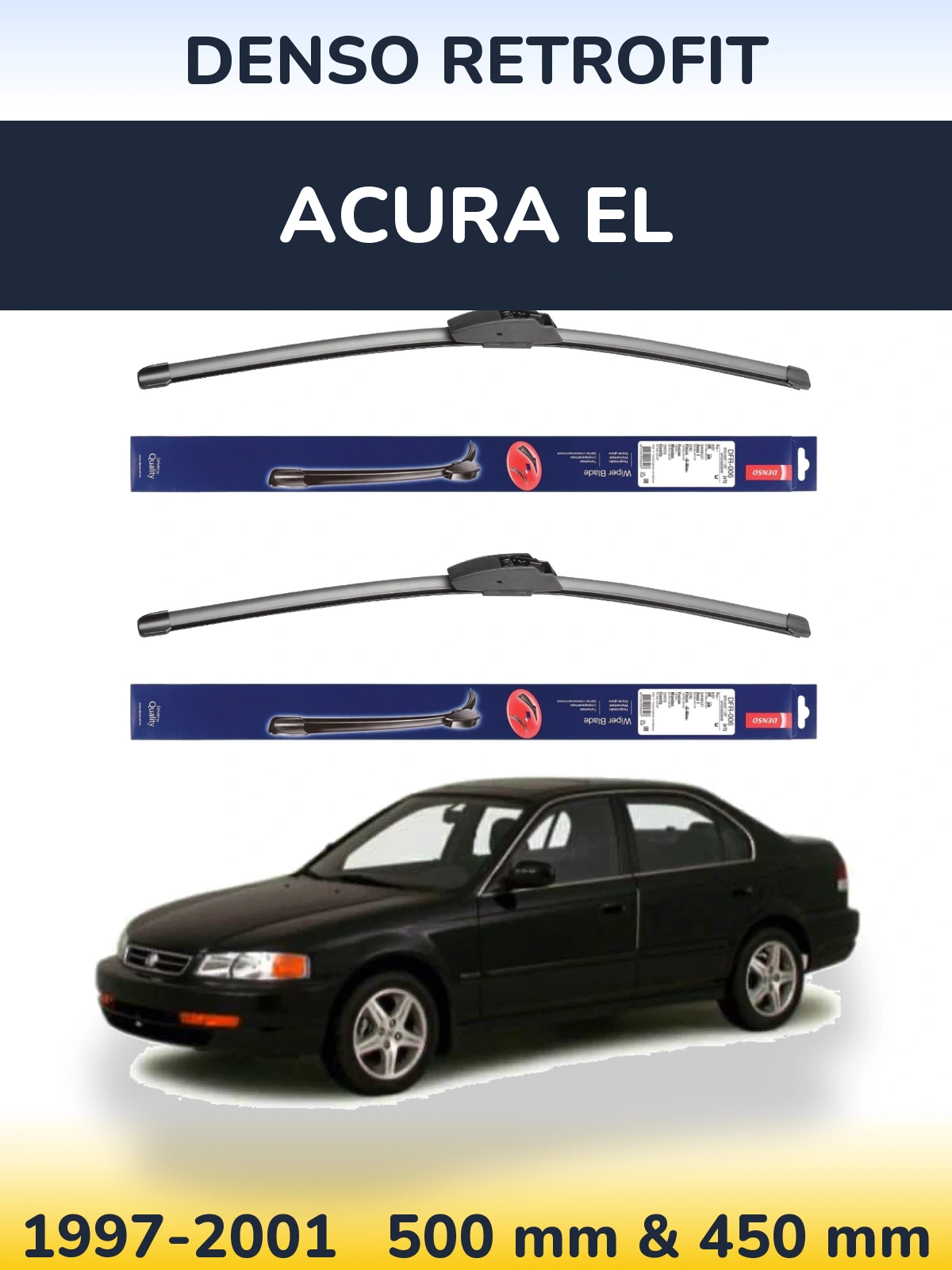 Komplet przednich wycieraczek Denso Retrofit 500 & 450 mm do Acura EL 1997-2001