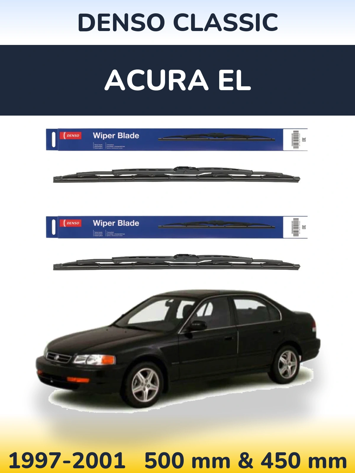 Komplet przednich wycieraczek Denso Classic 500 & 450 mm do Acura EL 1997-2001