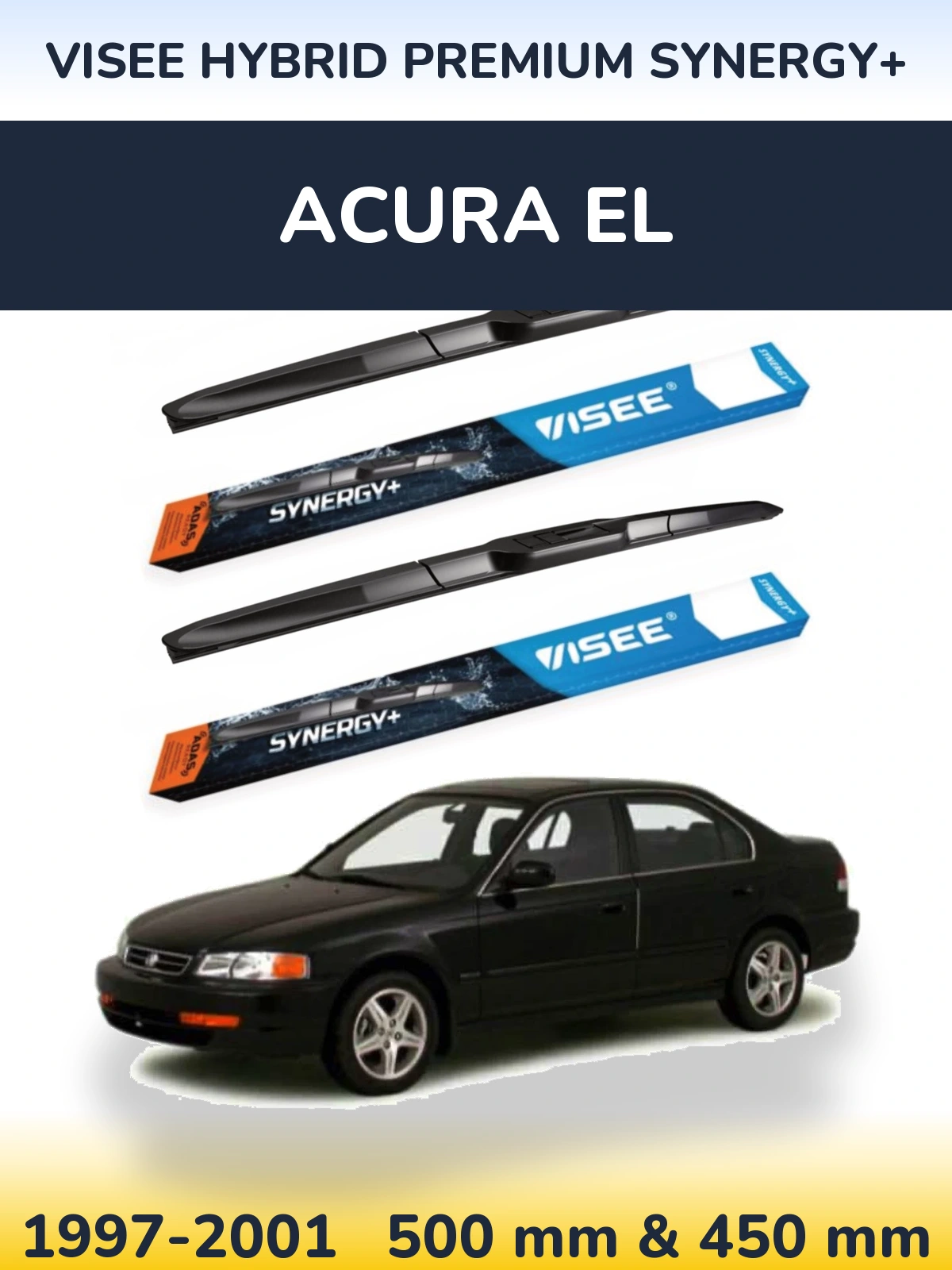 Комплект передних дворников VISEE HYBRID PREMIUM SYNERGY+ 500 & 450 мм для Acura EL 1997-2001