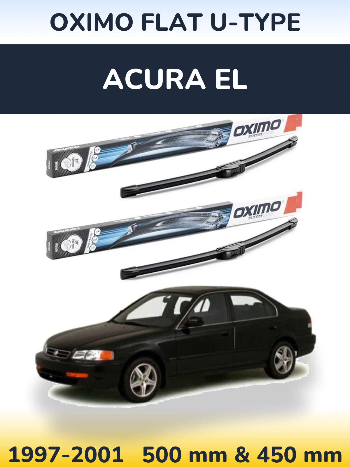 Комплект передних дворников Oximo Flat U-type 500 & 450 мм для Acura EL 1997-2001