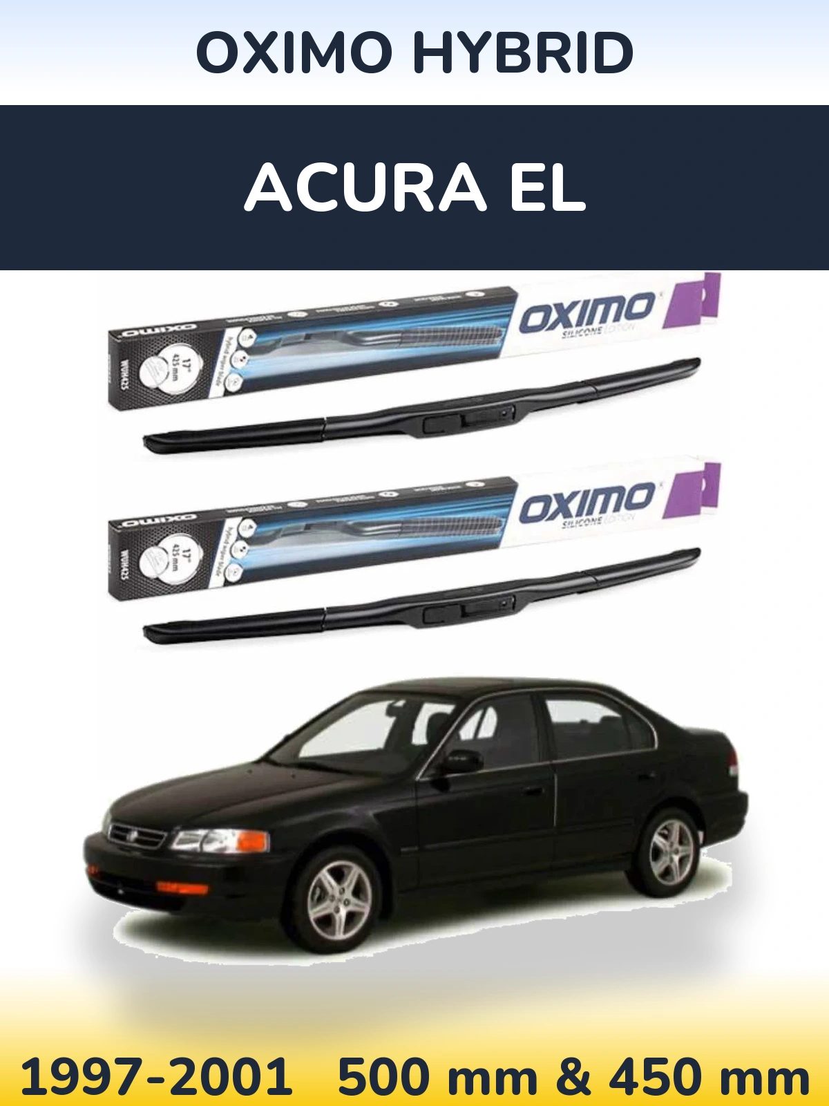 Komplet przednich wycieraczek Oximo Hybrid 500 & 450 mm do Acura EL 1997-2001